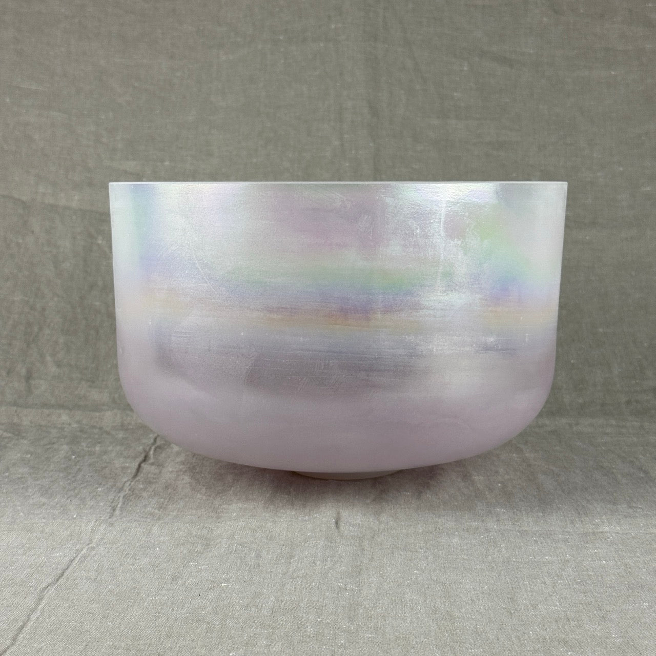 12" G-45 Dead Sea Salt, Platinum, Pink Angel Aura Gold (Base), Frosted Rim Inside Alchemy™ Crystal Bowl