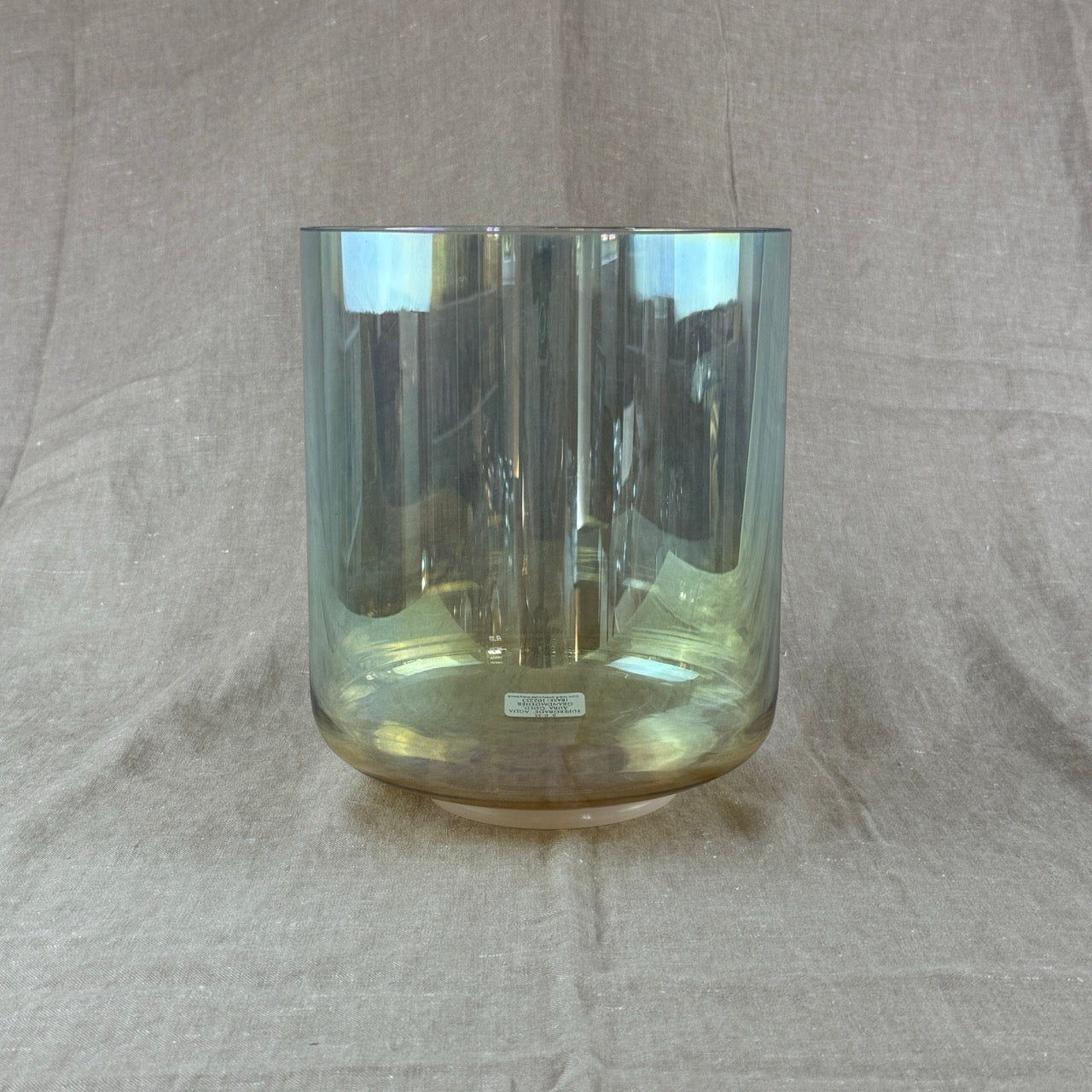 8" D-35 Supergrade Alchemy™ Crystal Bowl Aqua Aura Gold, Grandmother (Base) Alchemy™ Crystal Bowl