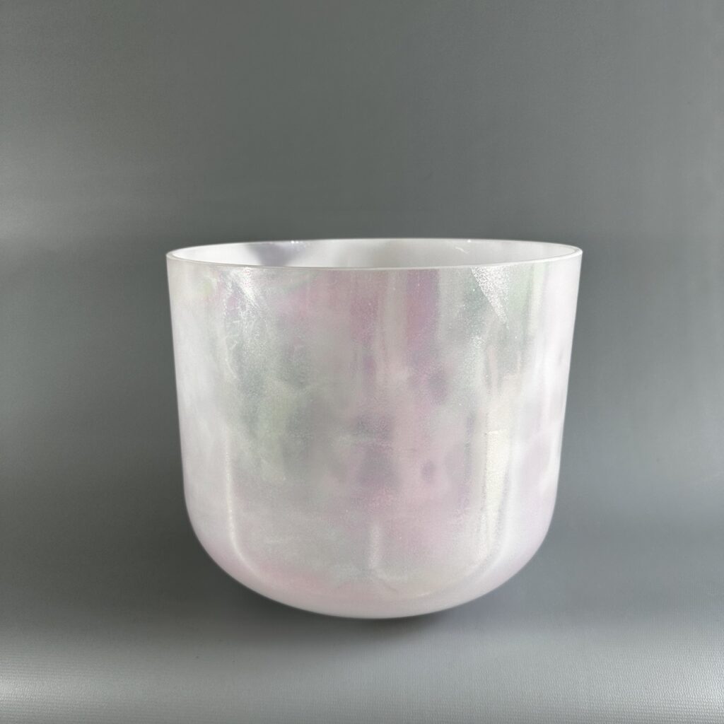 10" G#-15 Great Salt Lake Salt, Violet Flame Aura, White Light Aura Gold (inside) Alchemy™ Crystal Bowl® Side View