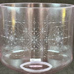 10" A-30 Pink Aura Gold Akari Alchemy™ Crystal Bowl Etching View