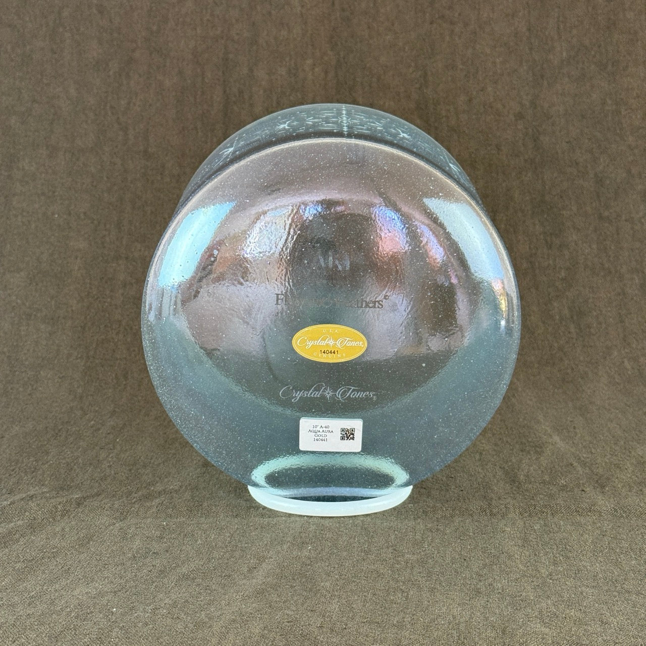 10" A-40 Aqua Aura Gold Azar Alchemy™ Crystal Bowl Base View