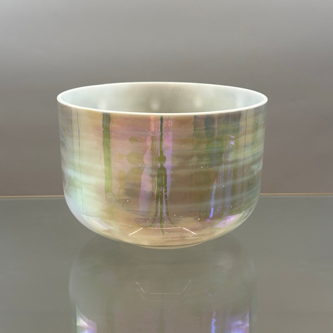 10" A#+50 Moldavite, Platinum Alchemy™ Crystal Bowl® Side View