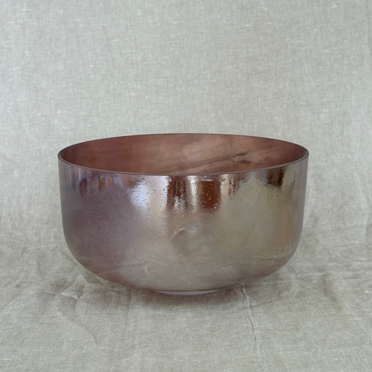 12" F+15 Celestite, Palladium, Frosted Inside, Transcendent  Alchemy™ Crystal Bowl