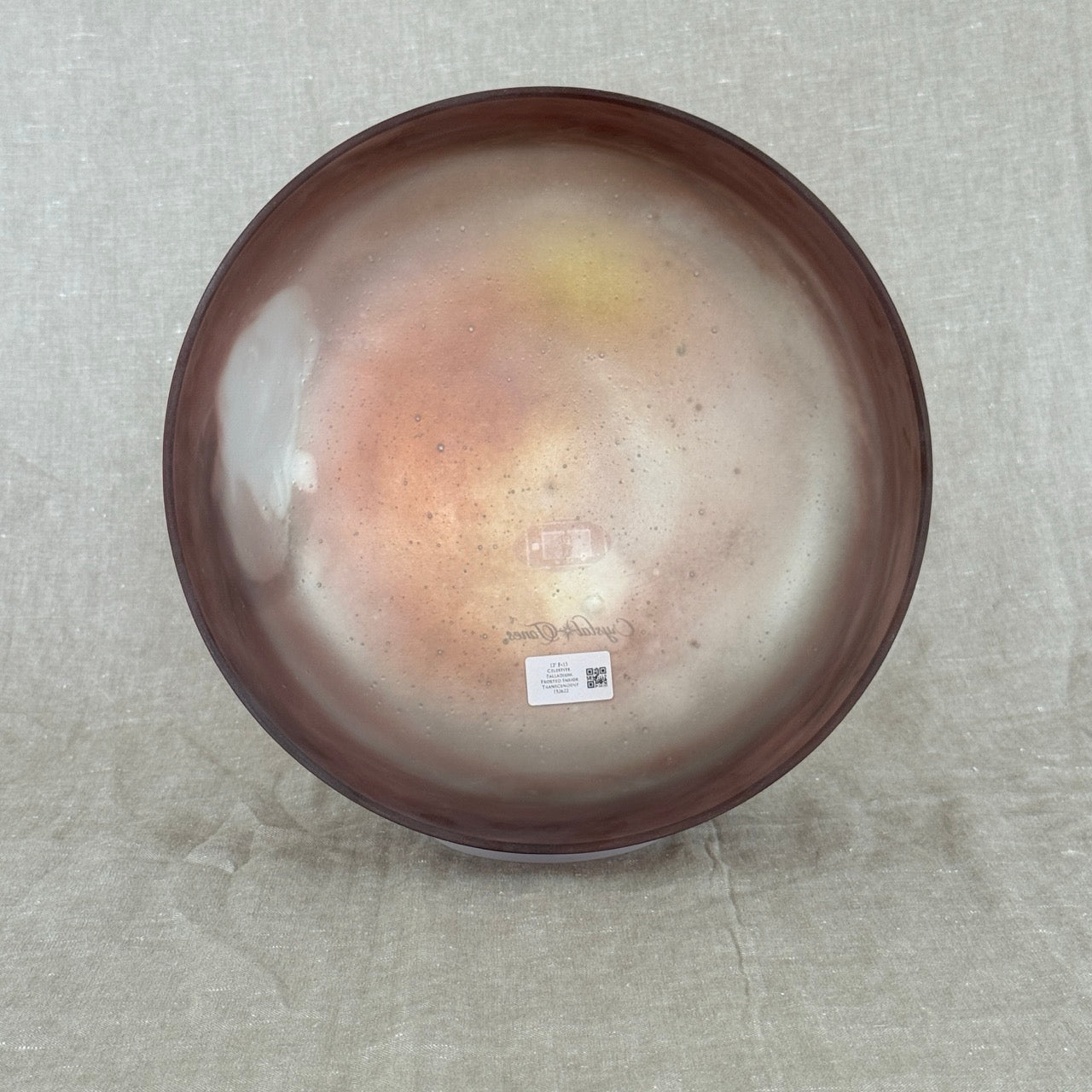 12" F+15 Celestite, Palladium, Frosted Inside, Transcendent  Alchemy™ Crystal Bowl