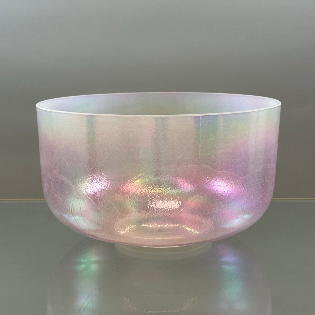 12" F+45 Violet Flame Aura Frosted Rim (Inside) Alchemy™ Crystal Bowl® Side View
