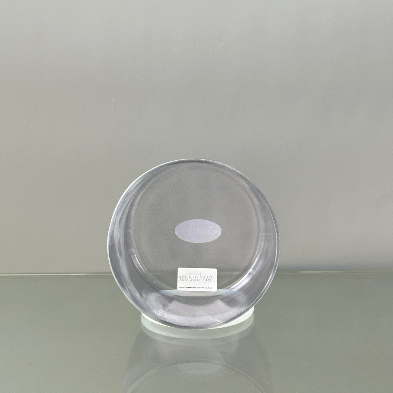 6" C+25 Azeztulite, Violet Aura Gold Alchemy™ Crystal Bowl® Inside View