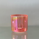 7" A+45 Rose Quartz, Platinum Frosted (Base) Alchemy™ Crystal Bowl® Side View