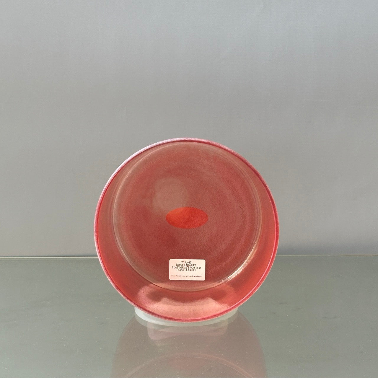 7" A+45 Rose Quartz, Platinum Frosted (Base) Alchemy™ Crystal Bowl® Inside View