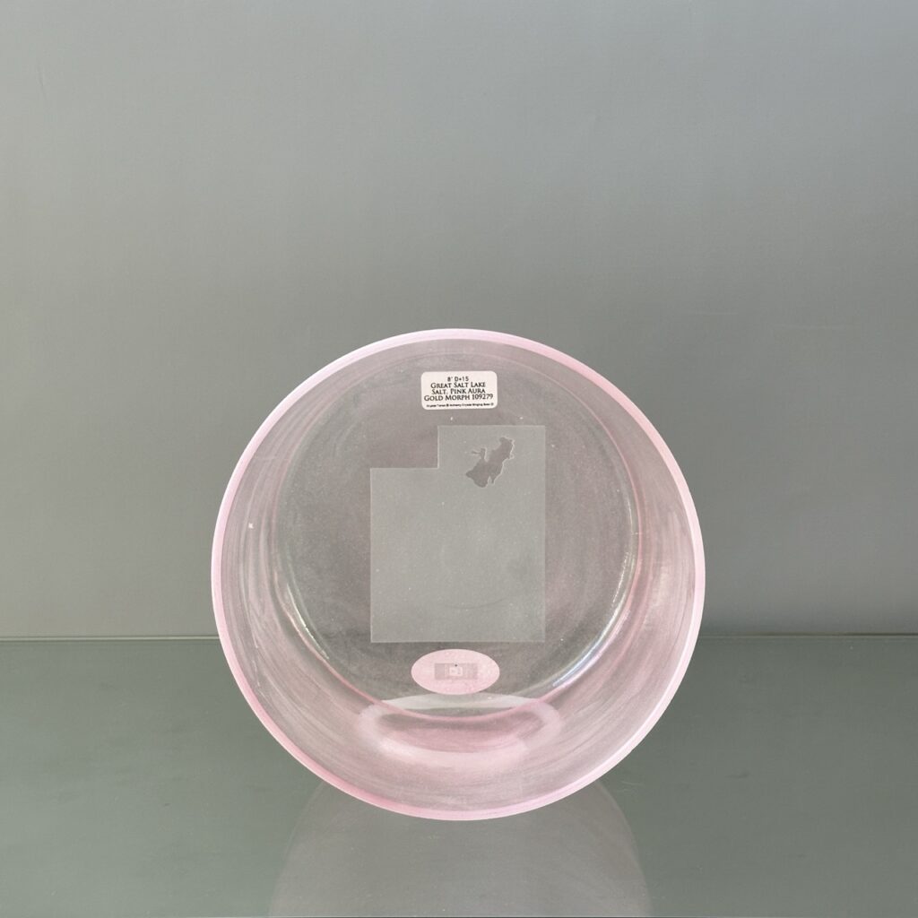 8" D+15 Great Salt Lake Salt, Pink Aura Gold Morph Alchemy™ Crystal Bowl® Inside View