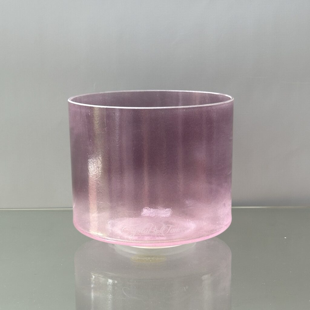 8" D+5 Sacred Feminine Kudaka Island Salt, Lavender Aura Gold, Pink Aura Gold (Base) Alchemy™ Crystal Bowl® Side View