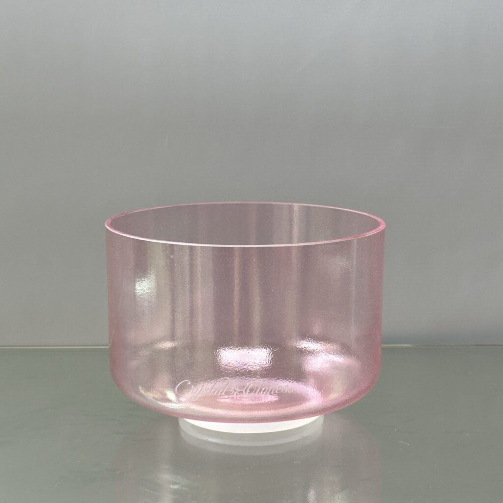 8" F+15 Pink Aura Gold Alchemy™ Crystal Bowl® Side View