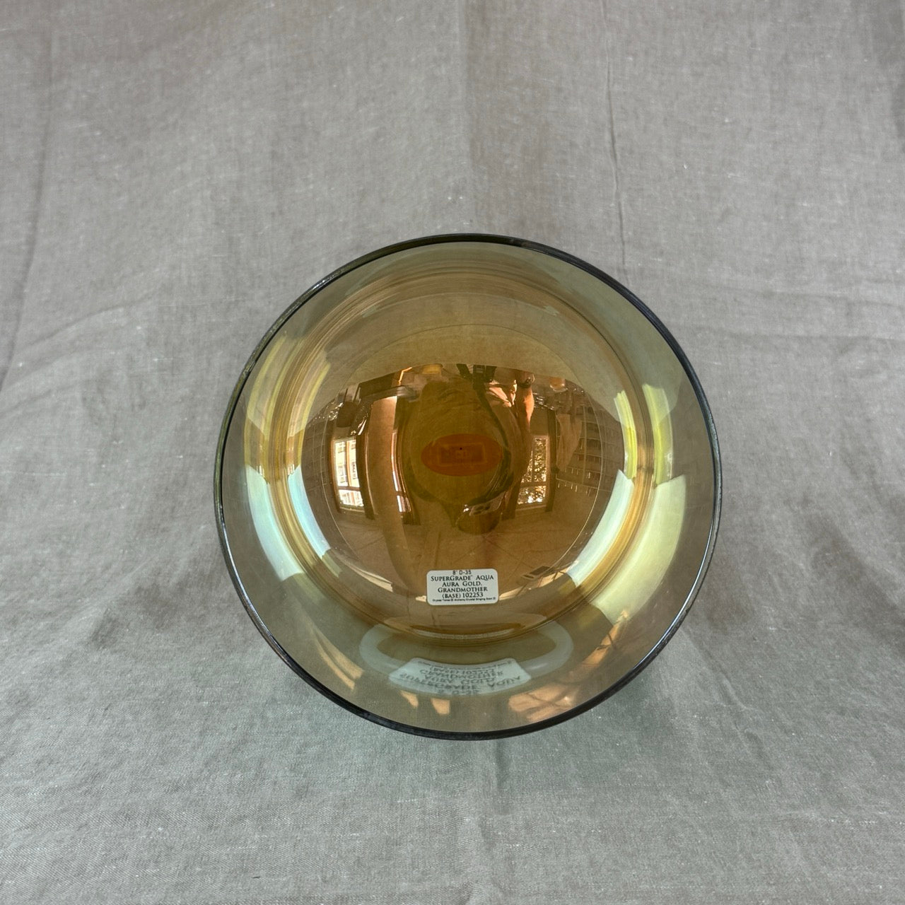 8" D-35 Supergrade Alchemy™ Crystal Bowl Aqua Aura Gold, Grandmother (Base)  Alchemy™ Crystal Bowl