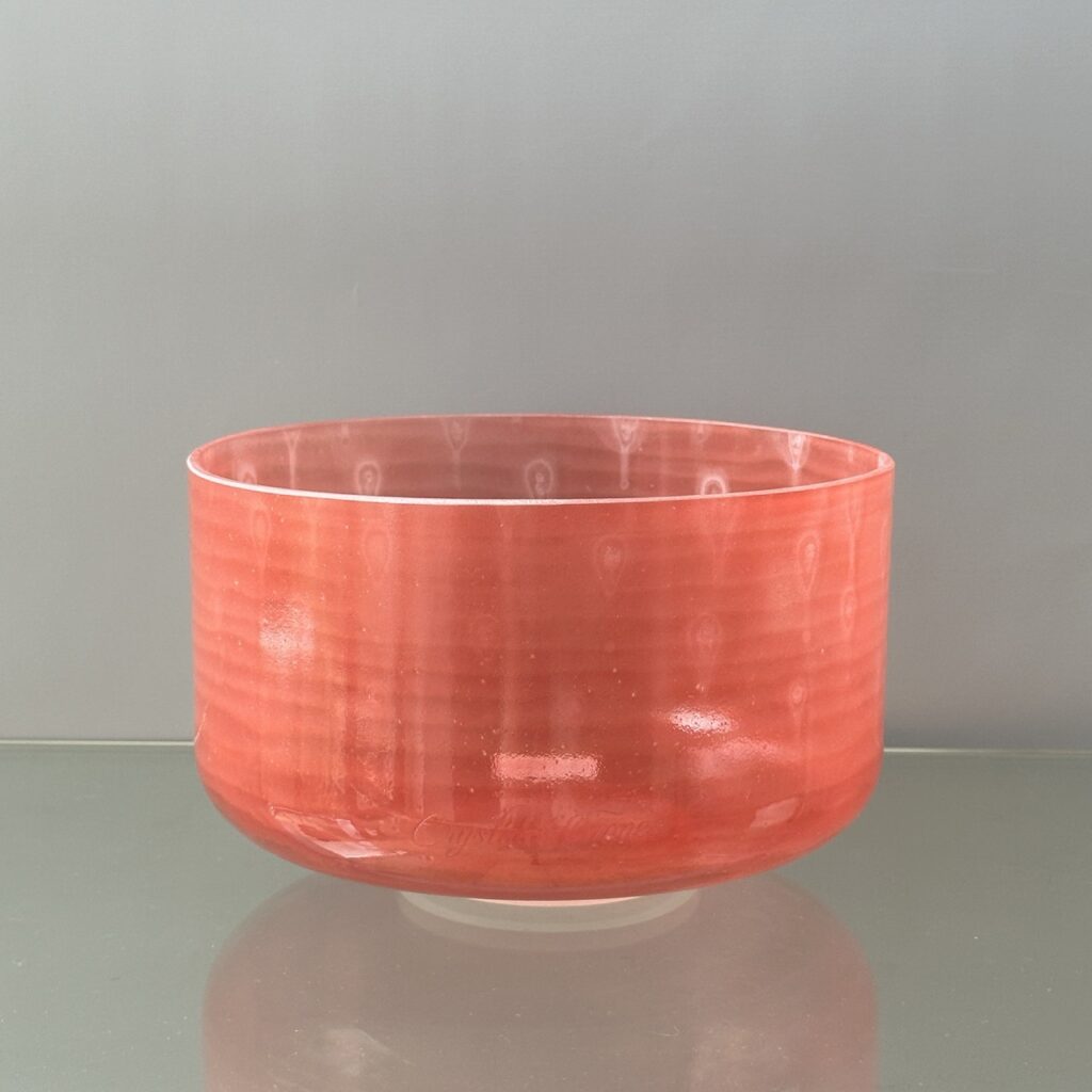 9" D-25 Rose Quartz Celestial Rings Alchemy™ Crystal Bowl® Side View