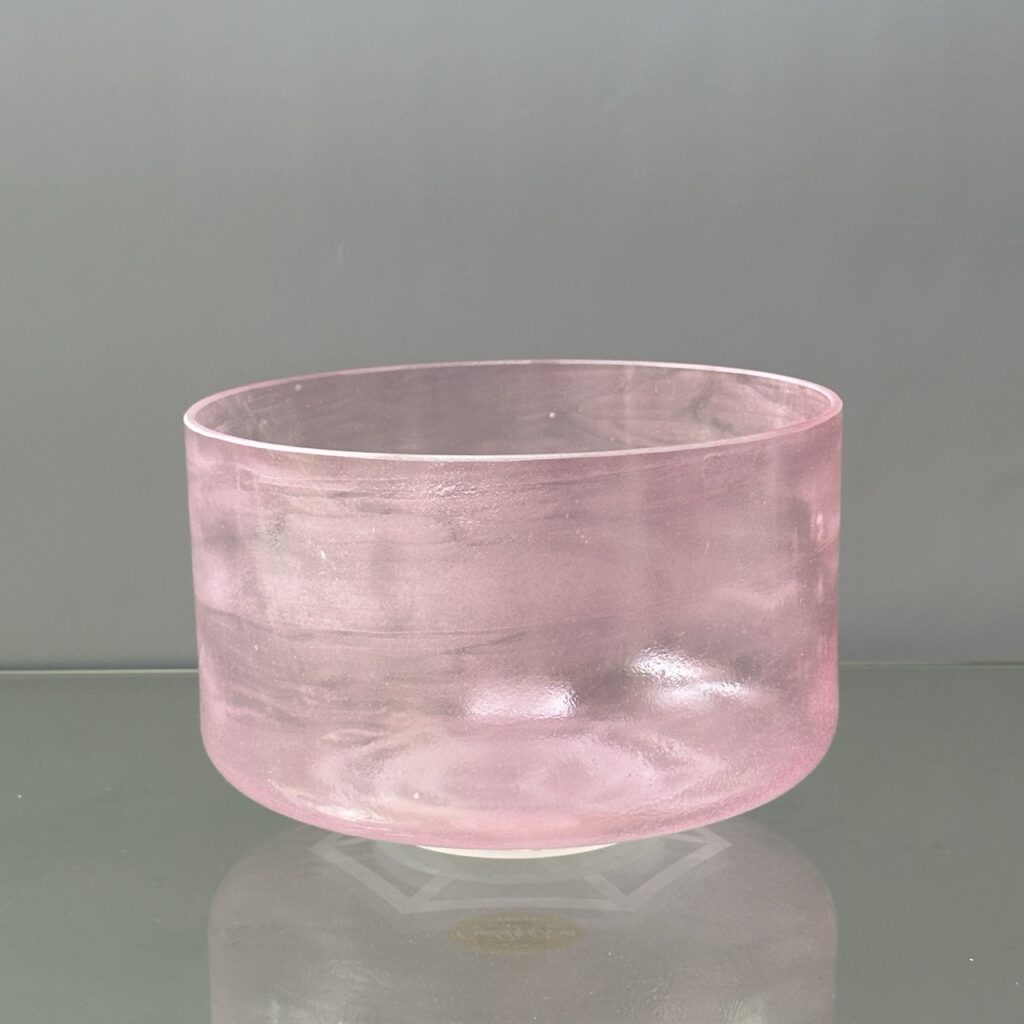 9" D#-5 Tesseract Salt, Pink Aura Gold Alchemy™ Crystal Bowl® Side View