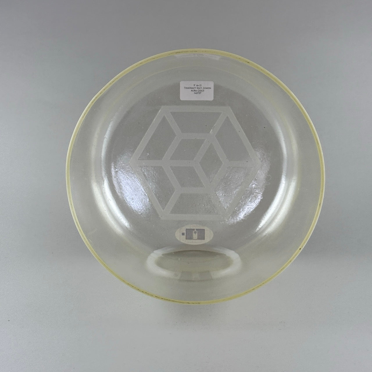 9” A+15 Tesseract Salt, Lemon Aura Gold Alchemy™ Crystal Bowl (Inside View)