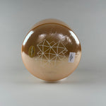 9” C+45 Great Salt Lake Salt, Grandmother, Pink Aura Gold (Rim) Alchemy™ Crystal Bowl (Base View)
