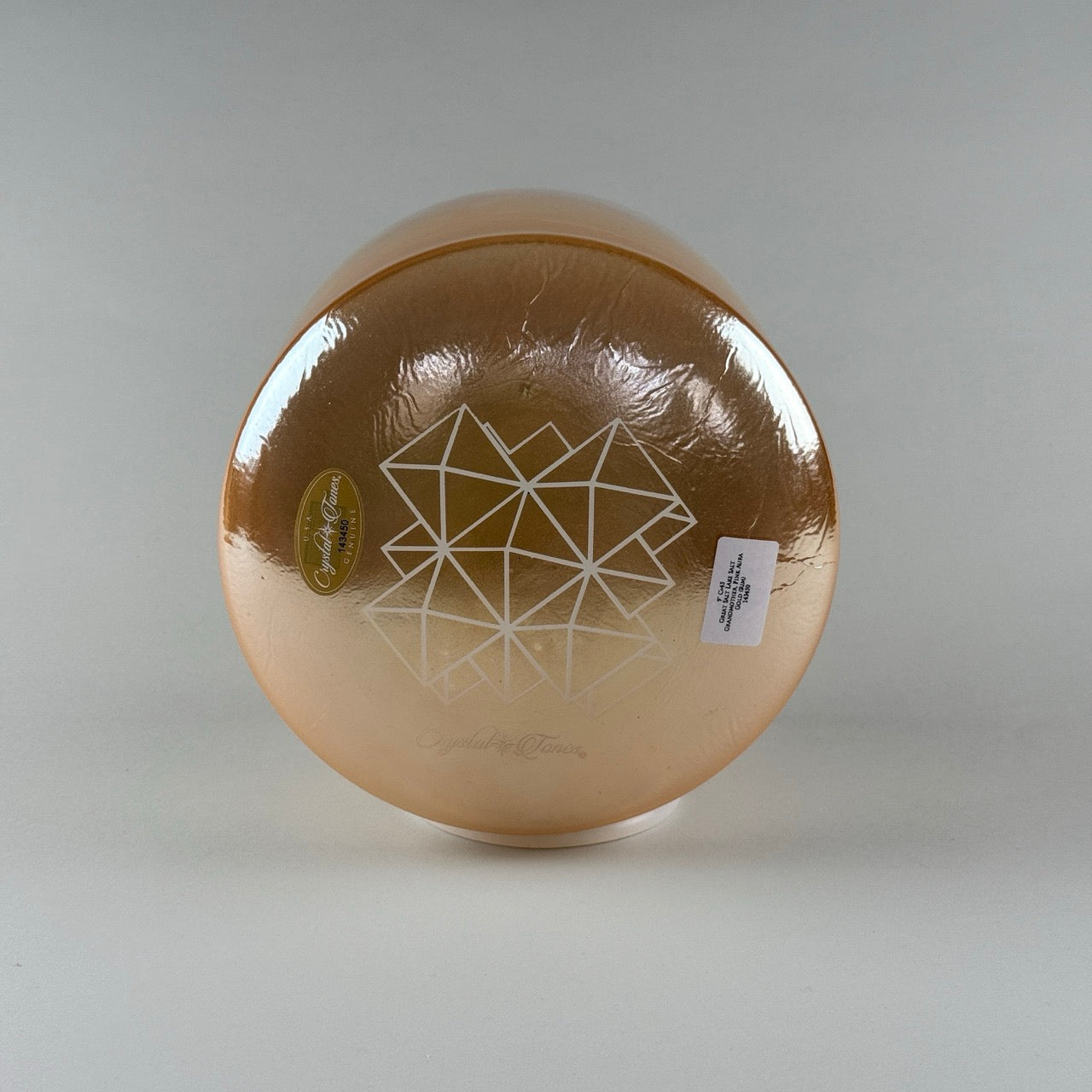 9” C+45 Great Salt Lake Salt, Grandmother, Pink Aura Gold (Rim) Alchemy™ Crystal Bowl (Base View)
