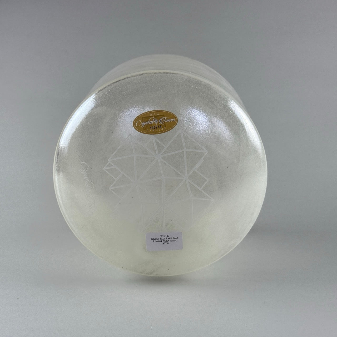 9” D-40 Great Salt Lake, Lemon Aura Gold Alchemy™ Crystal Bowl (Base View)