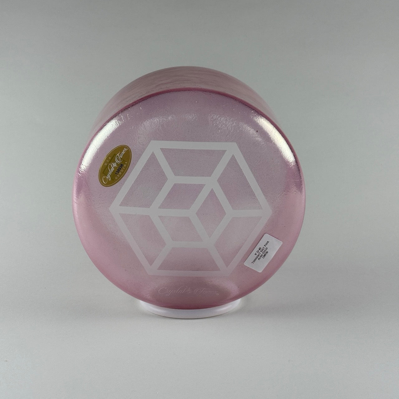 9” D-40 Tesseract Salt, Pink Aura Gold Alchemy™ Crystal Bowl (Base View)