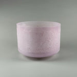 9” D+10 Lemurian Seed, Pink Aura Gold, Frosted (Inside) Alchemy™ Crystal Bowl (Side View)