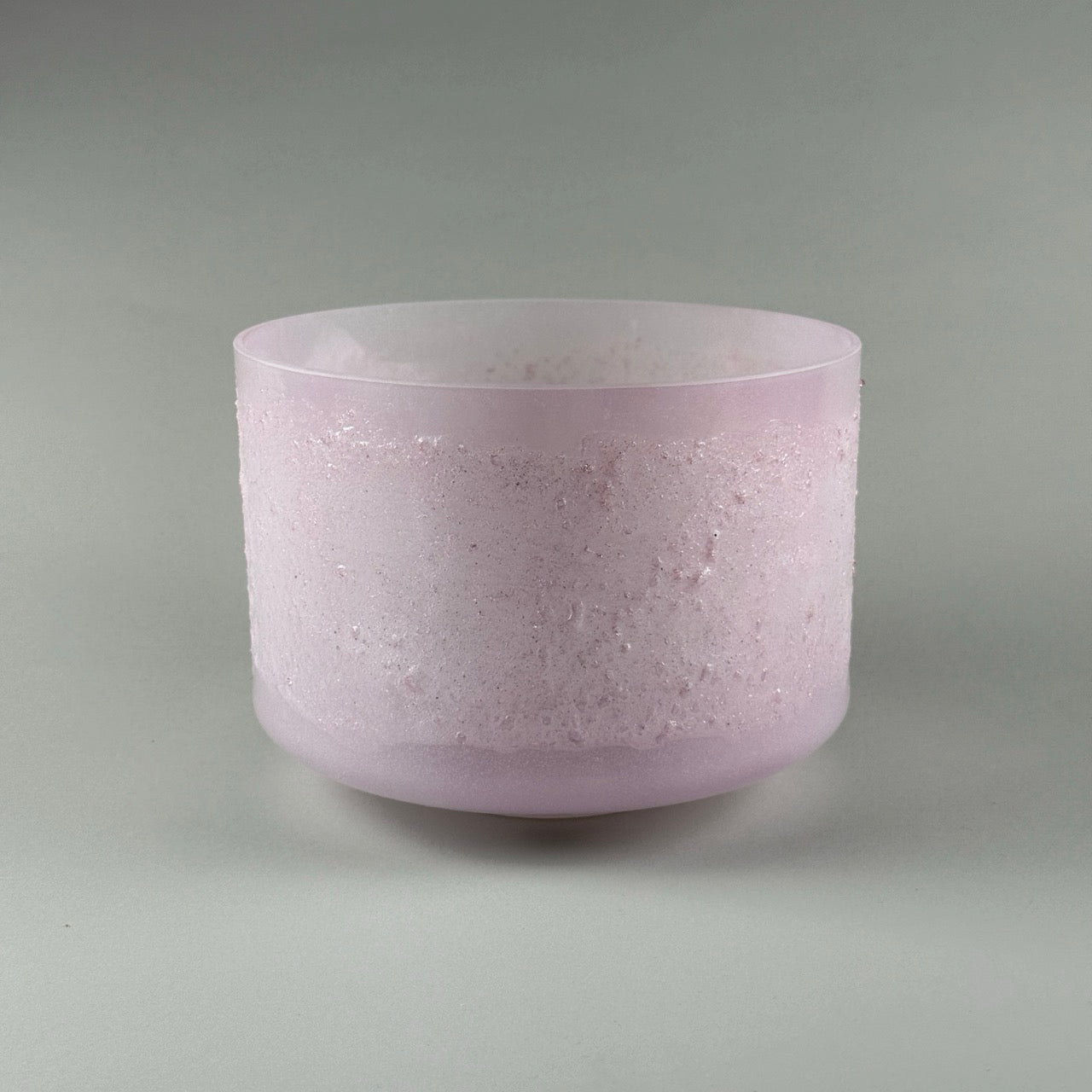 9” D+10 Lemurian Seed, Pink Aura Gold, Frosted (Inside) Alchemy™ Crystal Bowl (Side View)