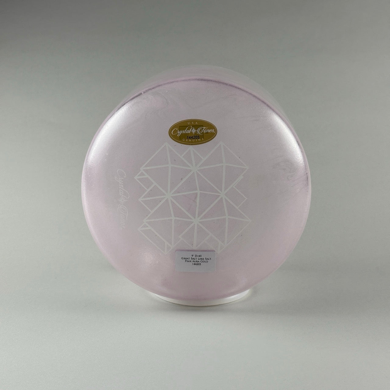 9” D+45 Great Salt Lake Salt, Pink Aura Gold Alchemy™ Crystal Bowl (Base View)