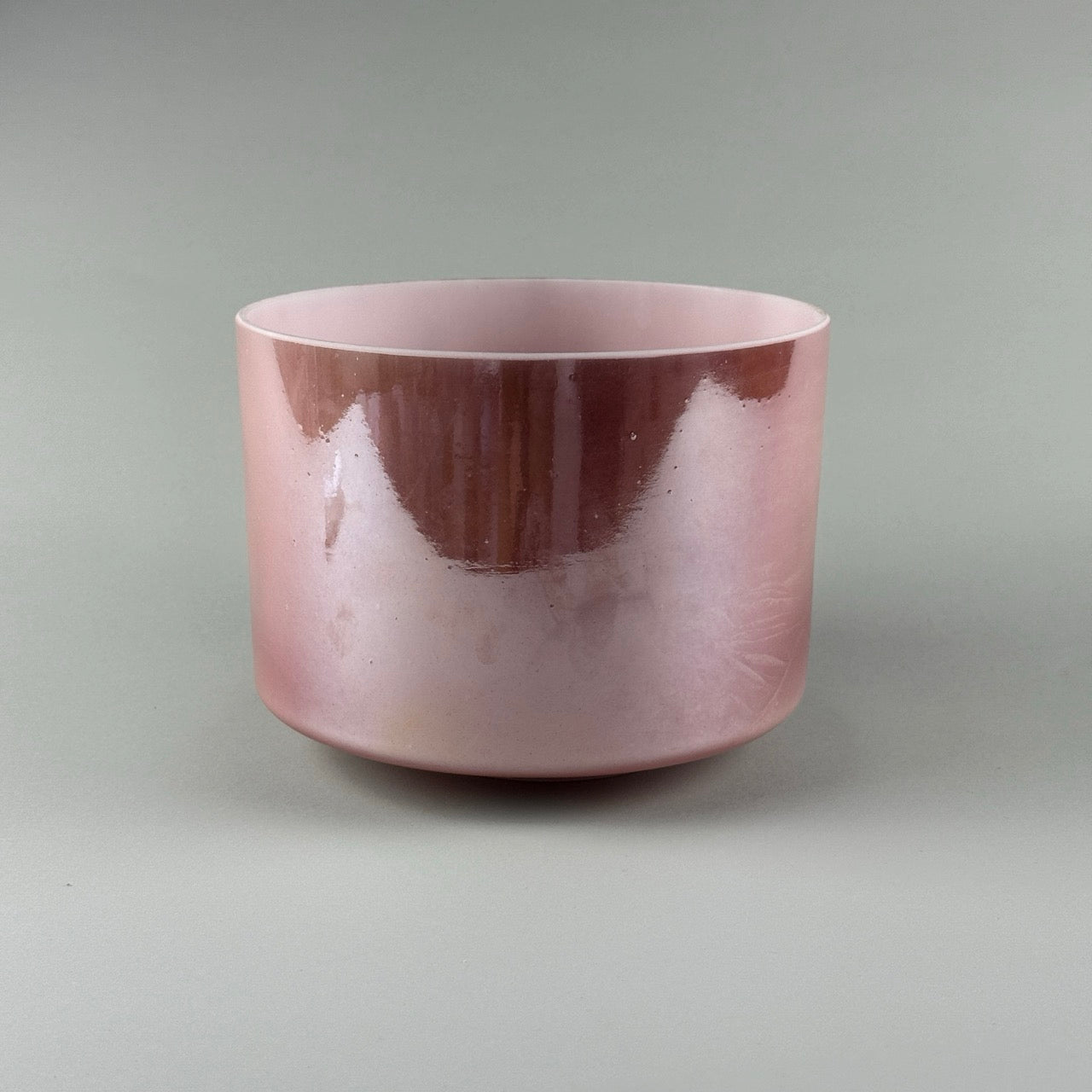 9” D#+45 Rose Quartz, Palladium Alchemy™ Crystal Bowl (Side View)
