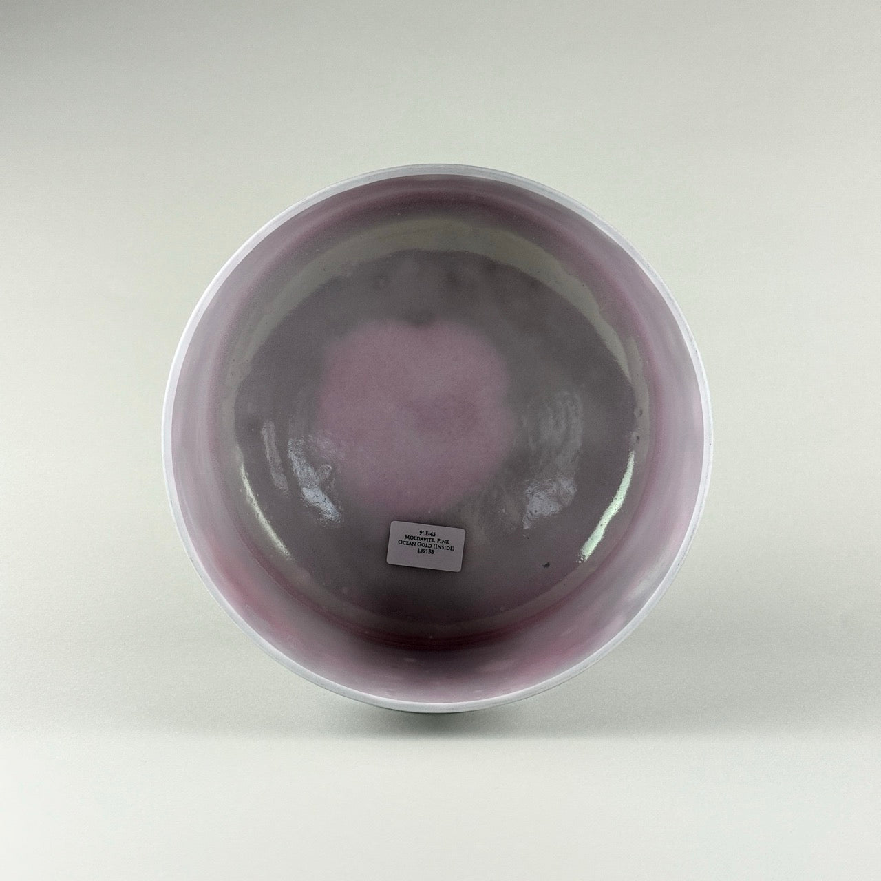 9” E-45 Moldavite, Pink Ocean Gold (Inside) Alchemy™ Crystal Bowl (Inside View)