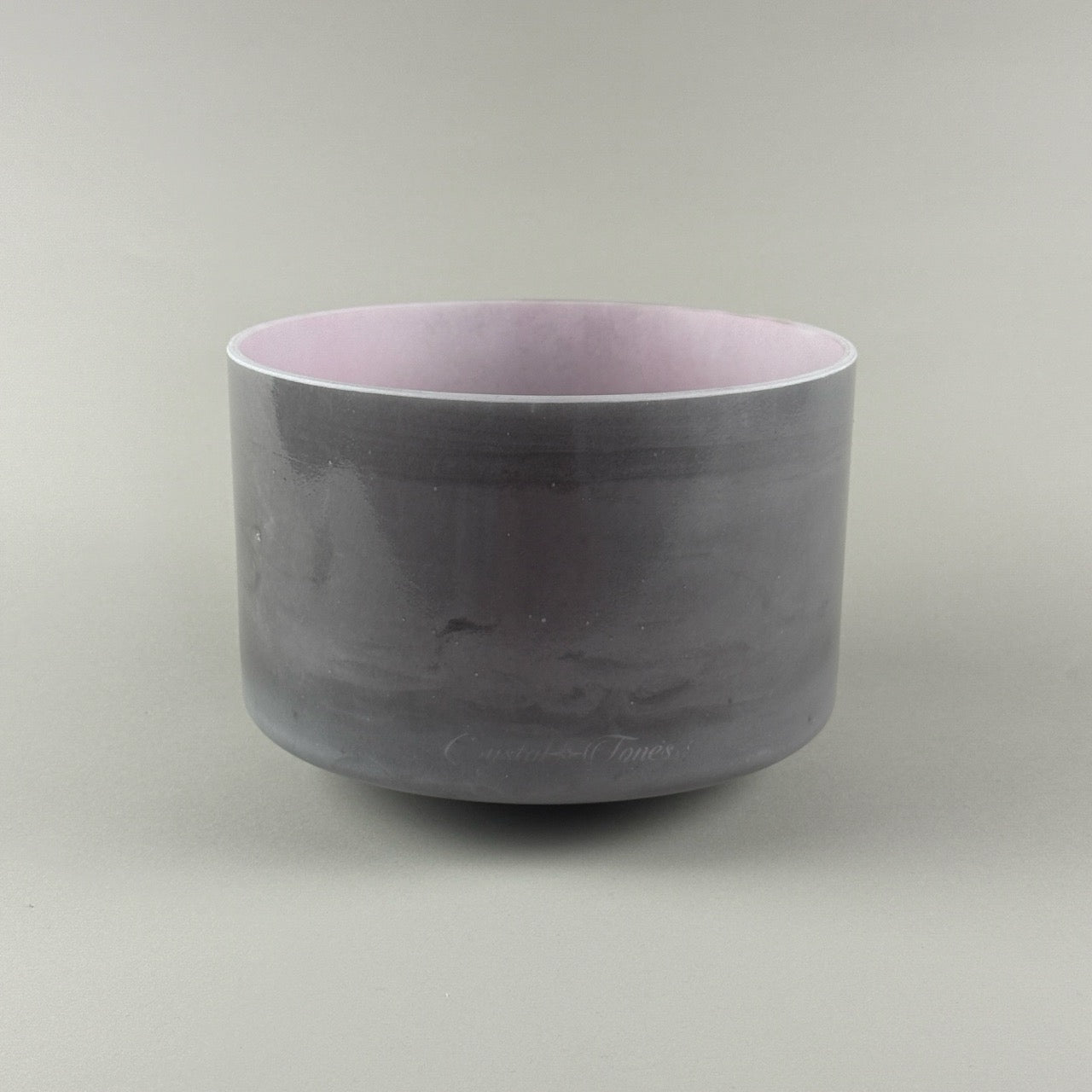 9” F#0 Moldavite, Pink Aura Gold (Inside) Alchemy™ Crystal Bowl (Side View)