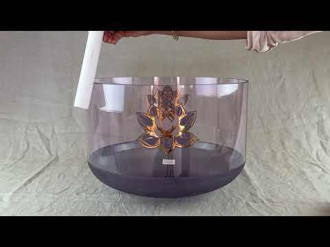 LOTUS LIGHT - A 16" A+40 SuperGrade Alchemy™ Crystal Bowl® Violet Aura Gold, W/ Gold Lotus Flower, Pink Aura Gold Inset Frosted Base Alchemy™ Crystal Bowl Video